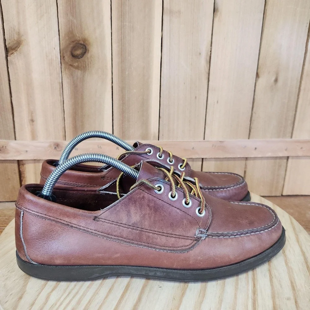 L.L.Bean Blucher Moc Shoes Mens 9 M Brown Leather Boat Casual Non Slip Comfort